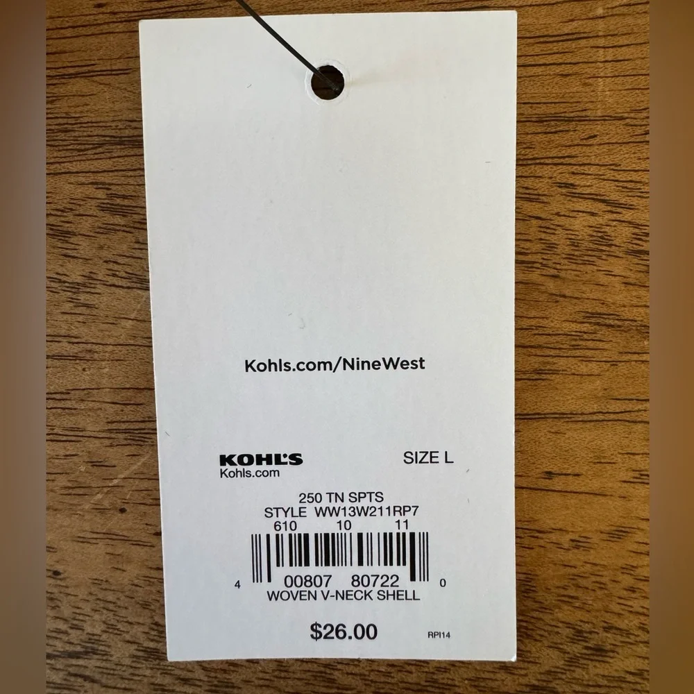 NWT | Nine West | Sleeveless Woven V-Neck Shell | Pink/Blk Animal Print | Large - Picture 5 of 5